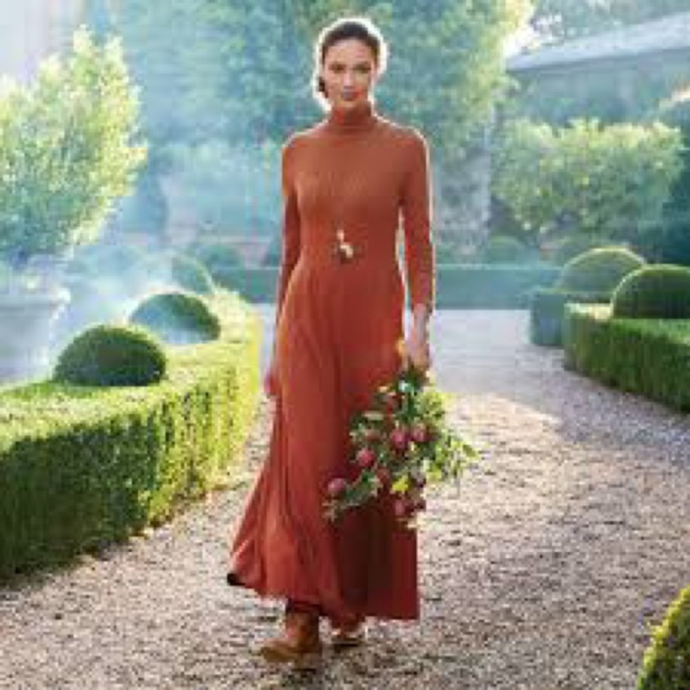 Soft Surroundings Orange Long Sleeve Dress